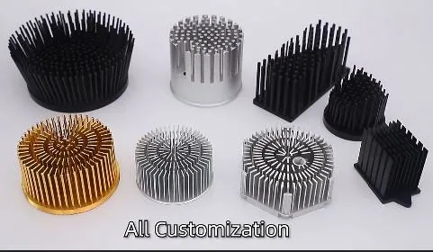 Round COB Lighting Pin Fin Cold Forged Anodized Heatsink Aluminum Forging Raadiator